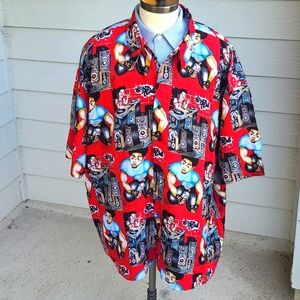 UP RO’S All‎ Over Print Graphic Hip Hop Graffiti 3XL Short Sleeve Shirt Y2K VTG